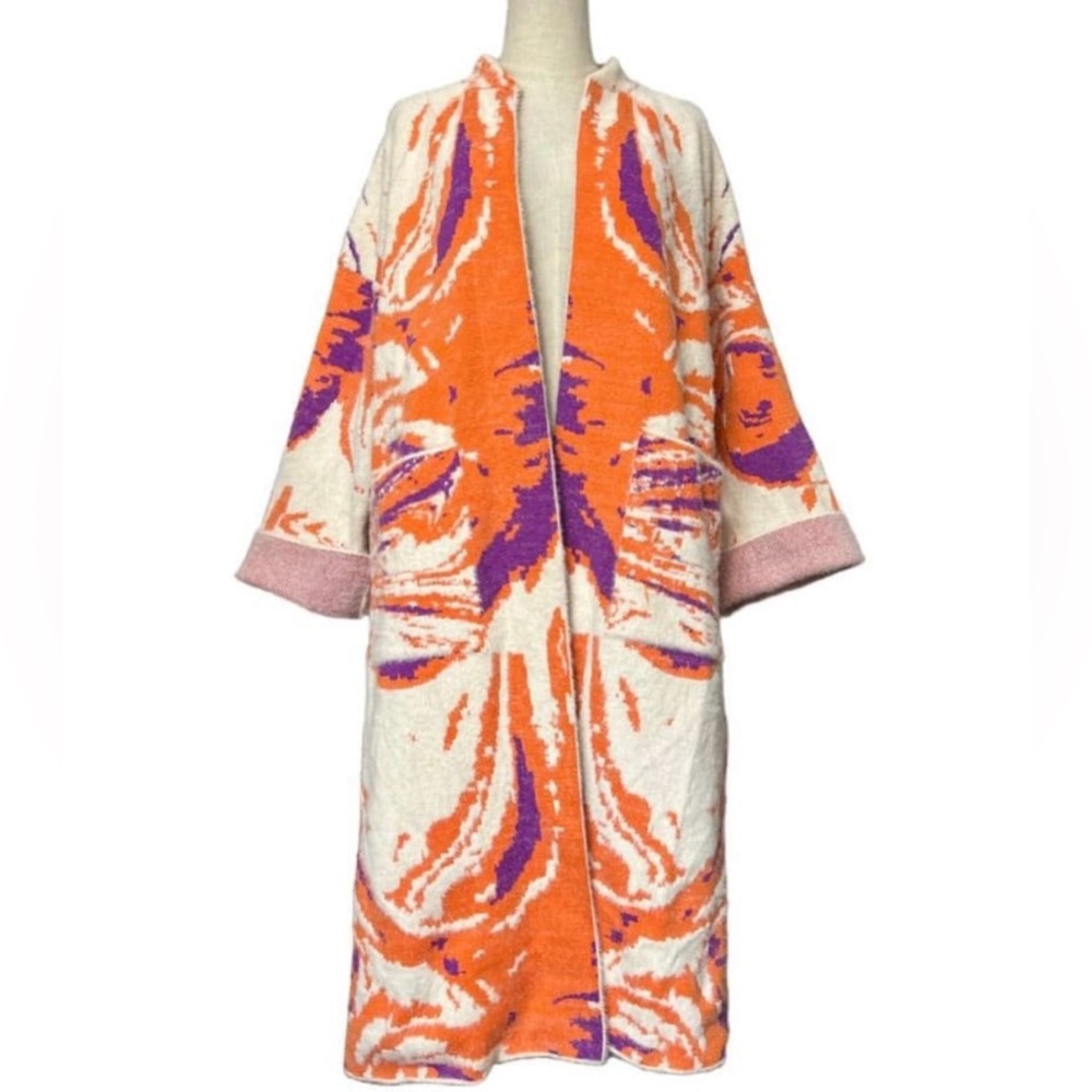 Colorful Long Zara Seater/ Coat with Abstract Design